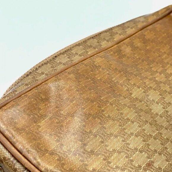 Vintage CELINE Clutch Bag Macadam Pouch Purse PVC Brown 100% Authentic - Picture 11 of 15